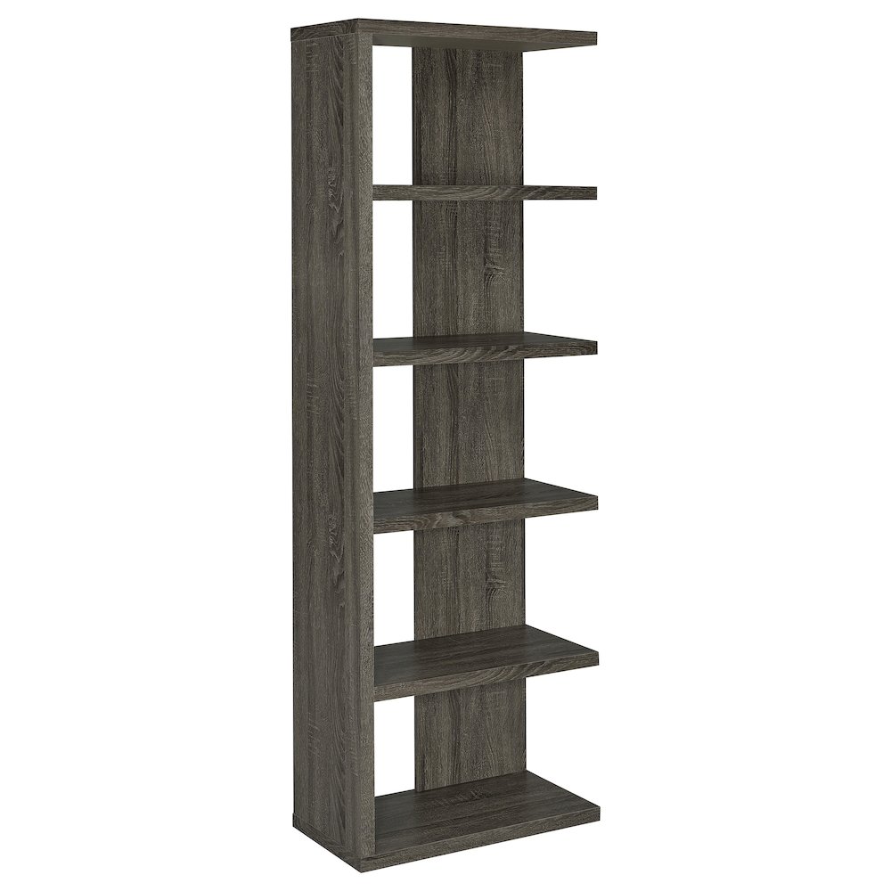 Contemporary Weathered Grey 5-shelf Bookcase. Picture 1