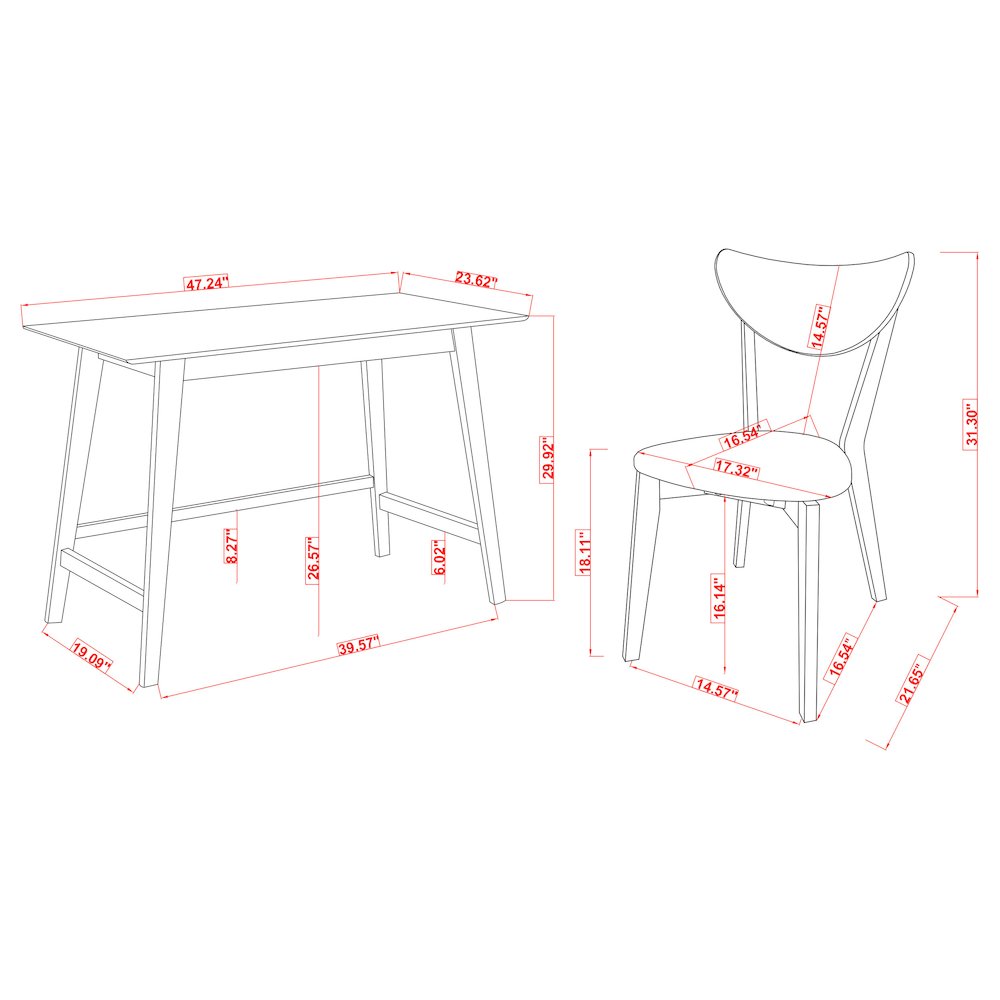 Walnut 2-piece Writing Desk Set. Picture 5