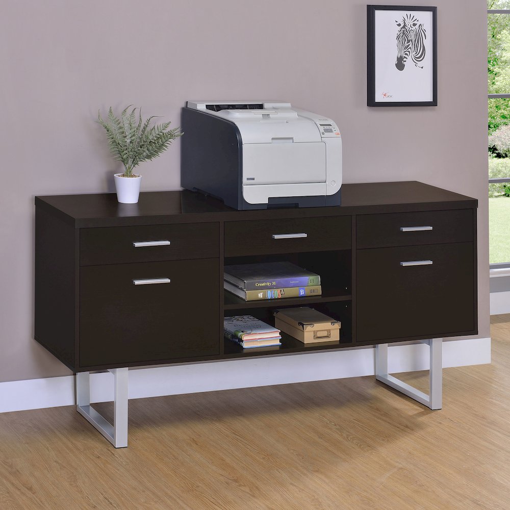 Cappuccino 2-drawer Credenza with File Cabinet. Picture 2