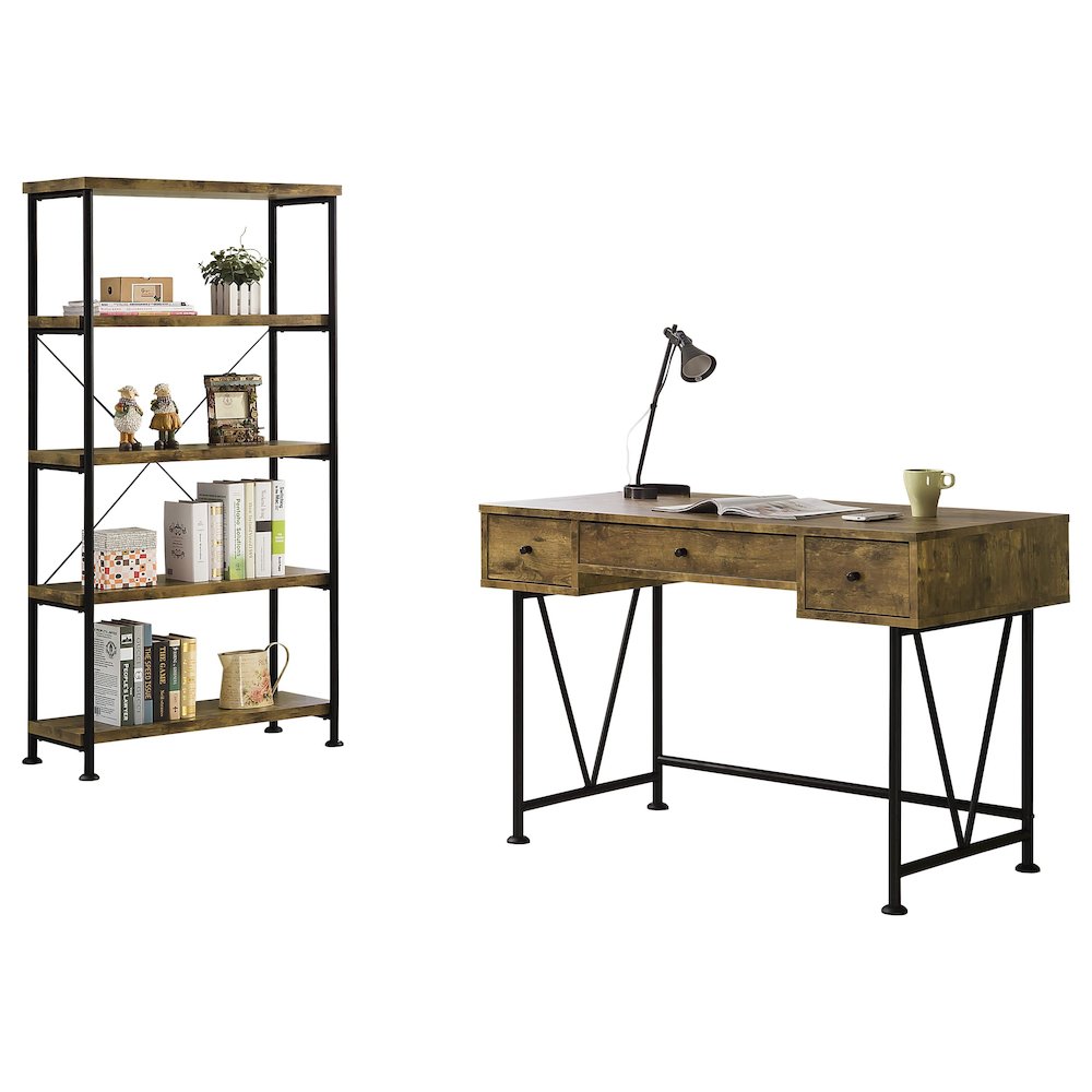 Avon Rustic Nutmeg 2-piece Computer Desk and Bookcase. Picture 1
