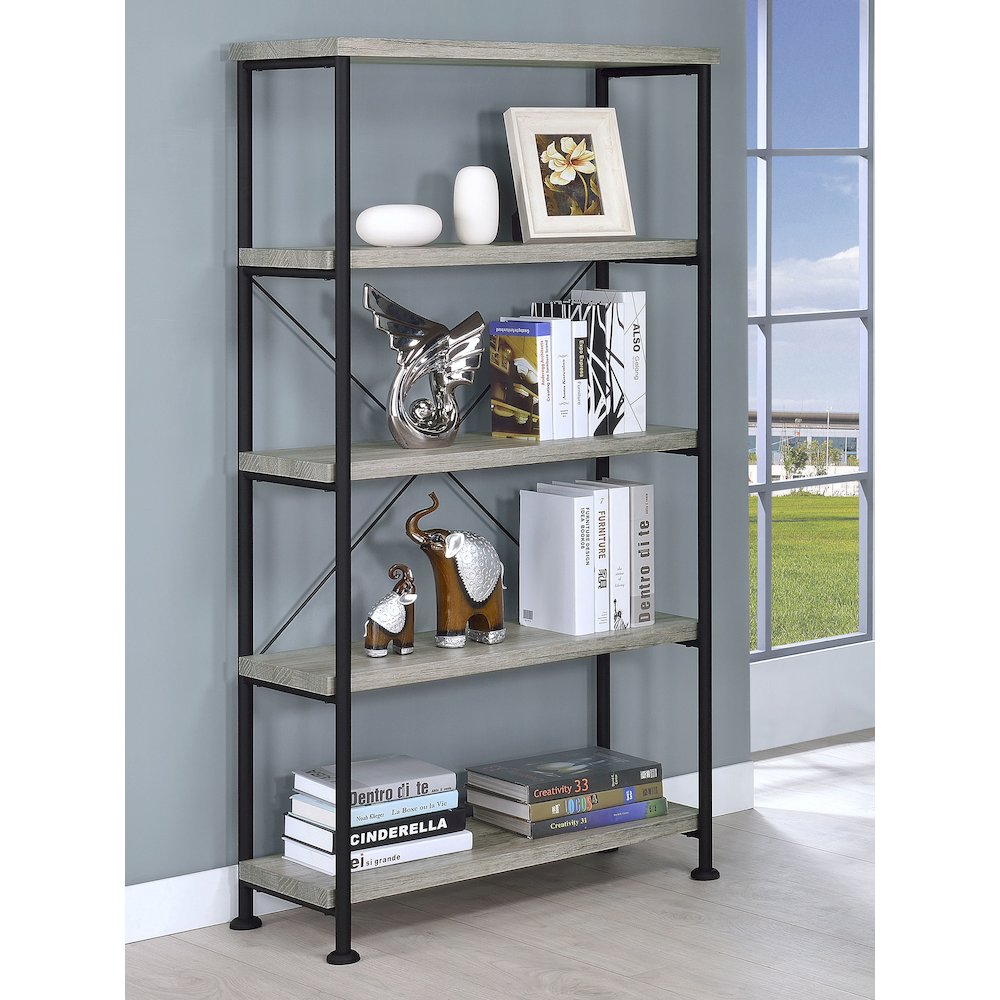 Industrial 4-shelf Bookcase. Picture 2