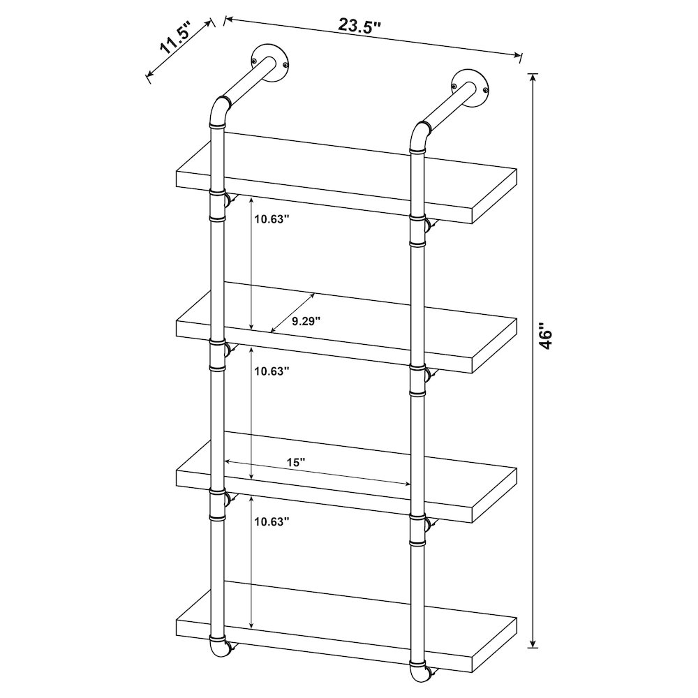 Black Metal 24-inch Wall Shelf. Picture 11