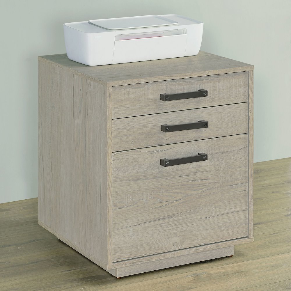 Whitewashed Grey 3-drawer Square File Cabinet. Picture 2