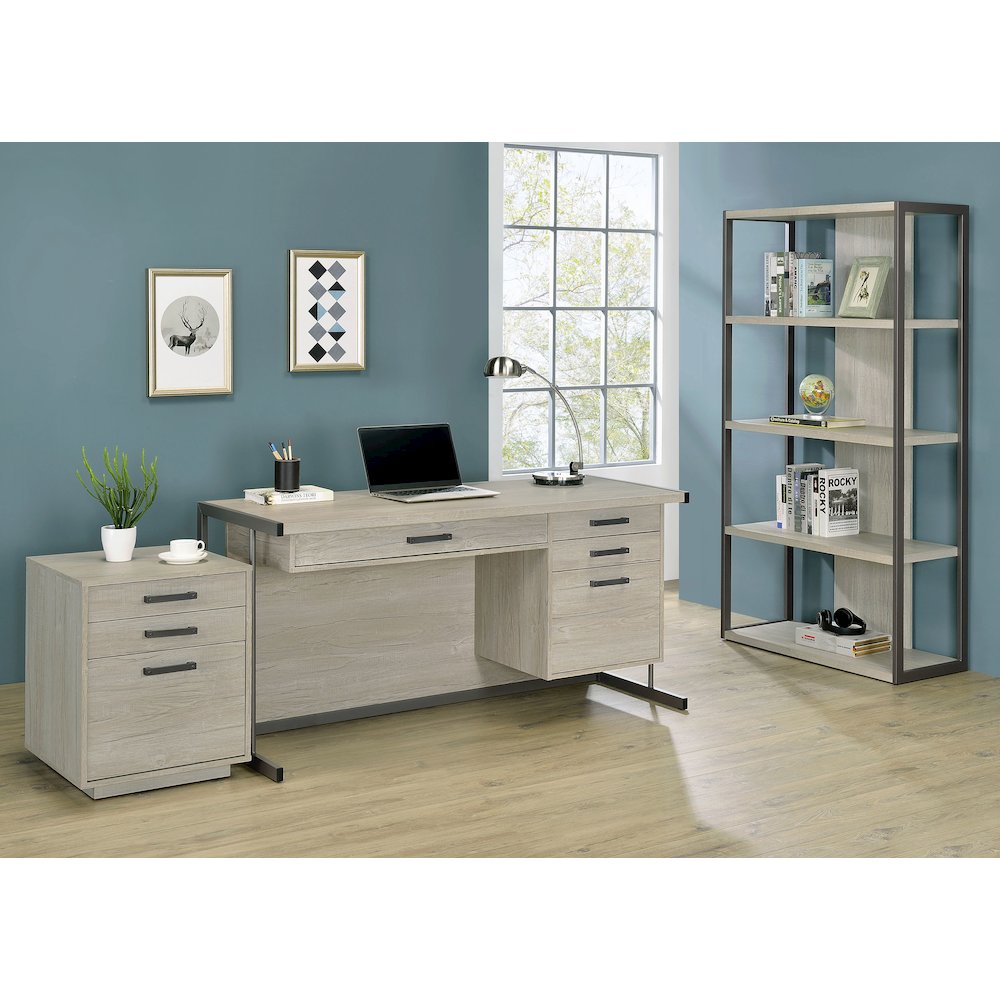 Whitewashed Grey 3-drawer Square File Cabinet. Picture 13