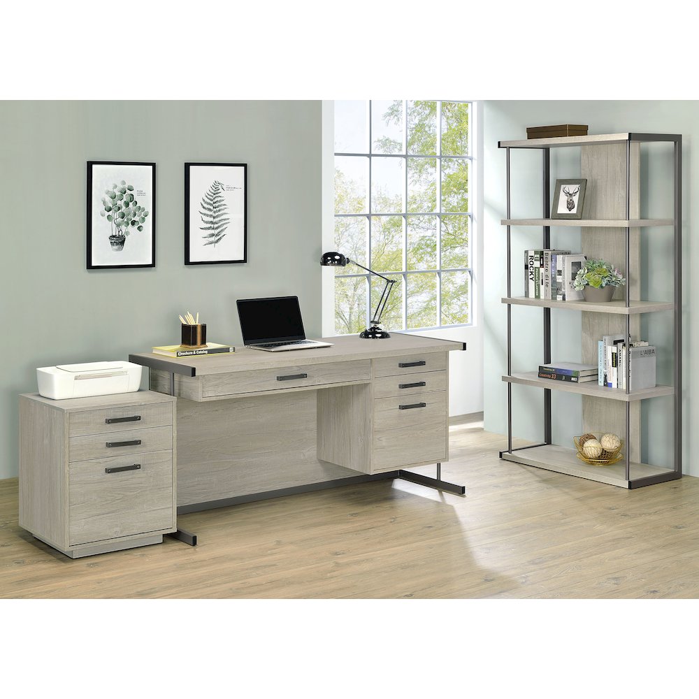 Whitewashed Grey 3-drawer Square File Cabinet. Picture 14