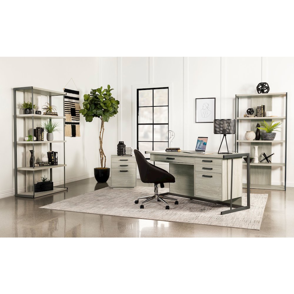 Whitewashed Grey 3-drawer Square File Cabinet. Picture 15