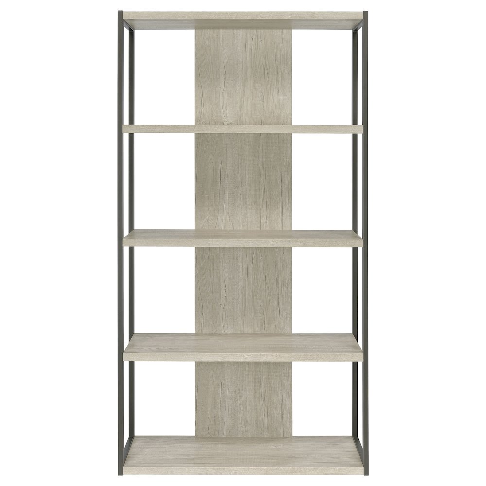 Whitewashed Grey 4-shelf Rectangular Bookcase. Picture 3