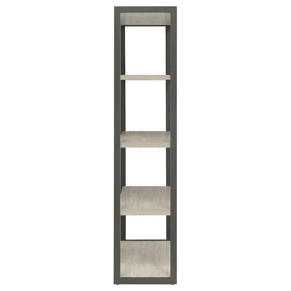 Whitewashed Grey 4-shelf Rectangular Bookcase. Picture 5