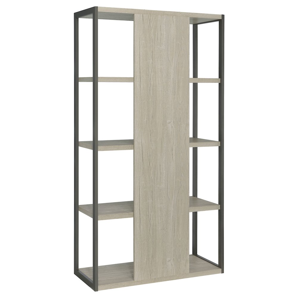 Whitewashed Grey 4-shelf Rectangular Bookcase. Picture 6