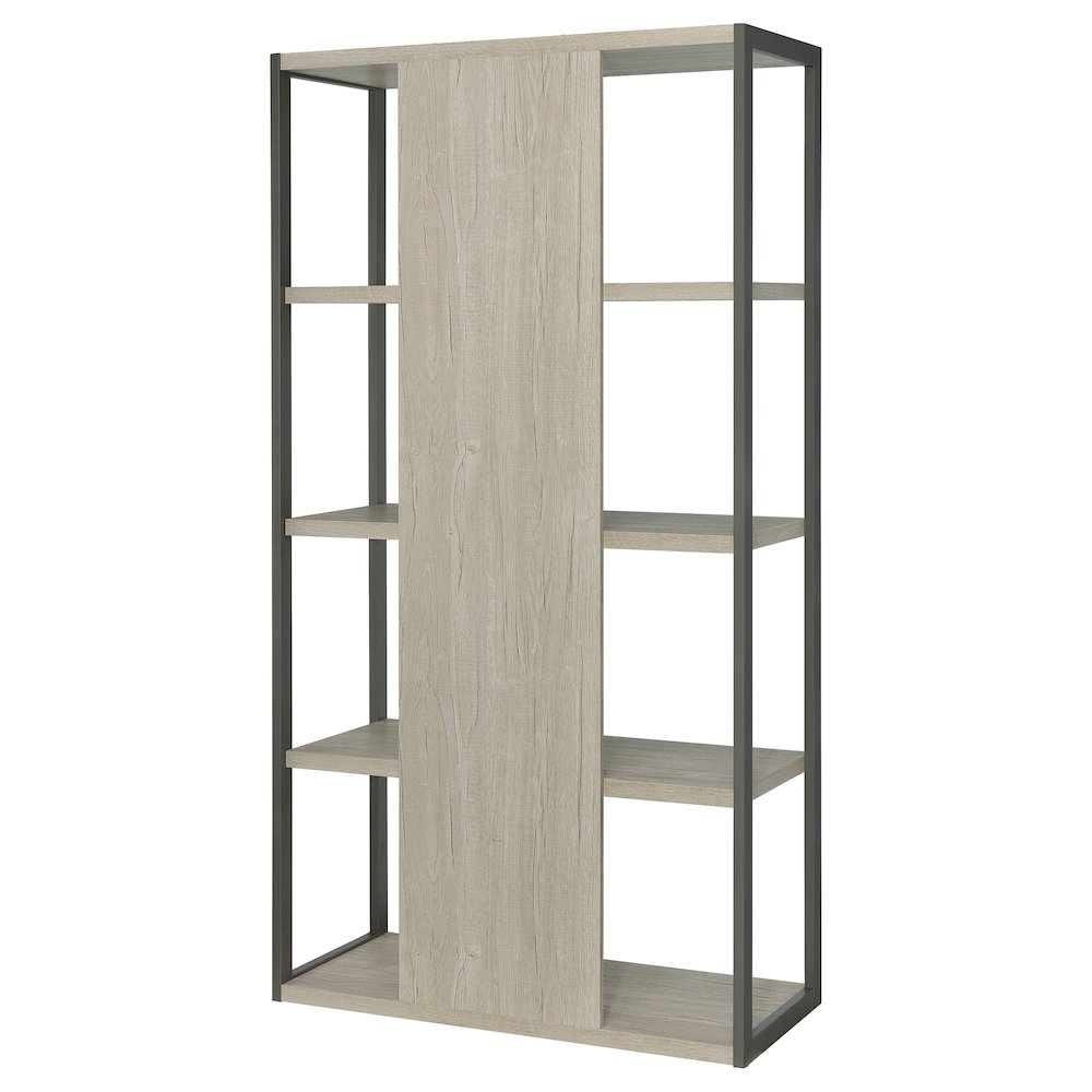 Whitewashed Grey 4-shelf Rectangular Bookcase. Picture 8