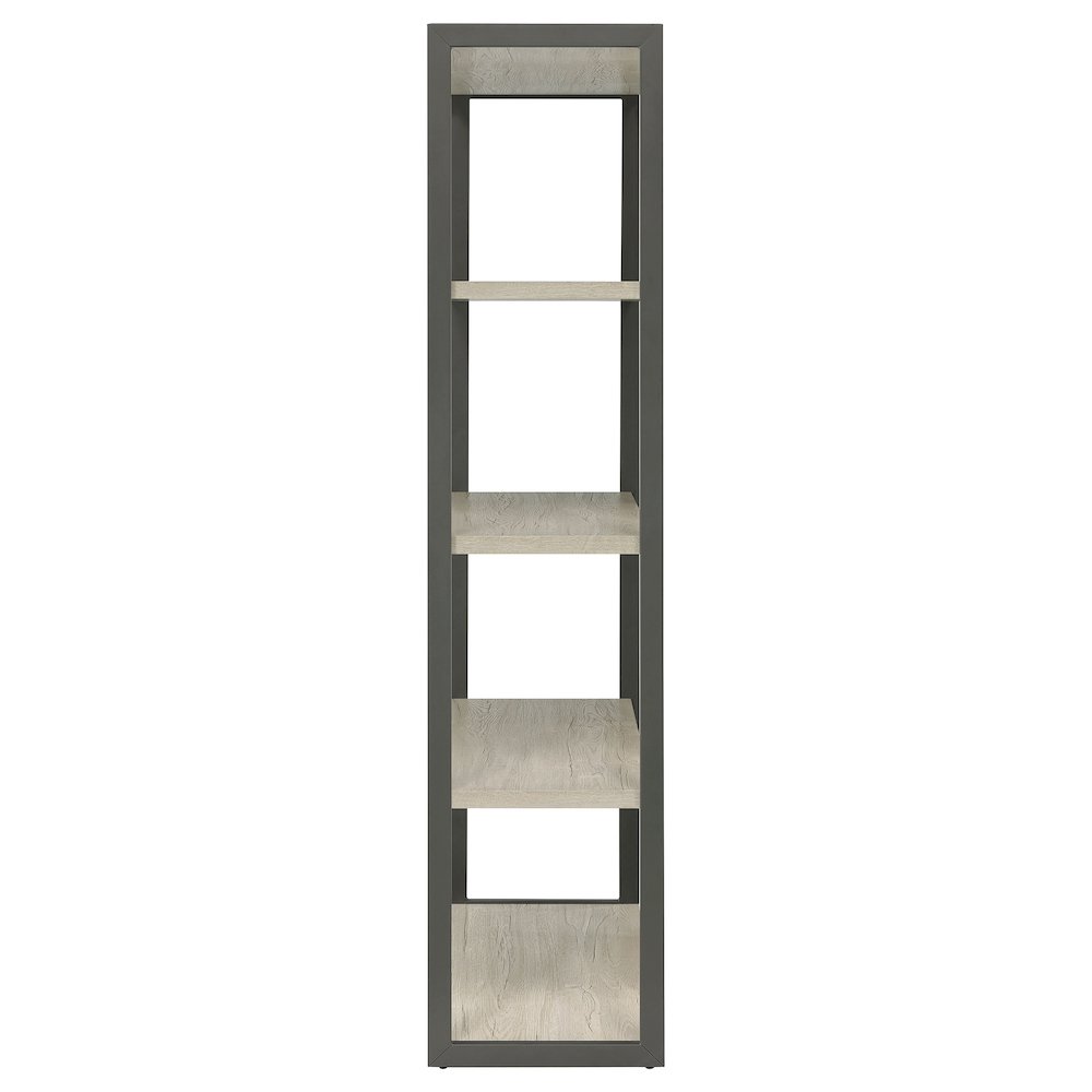 Whitewashed Grey 4-shelf Rectangular Bookcase. Picture 9