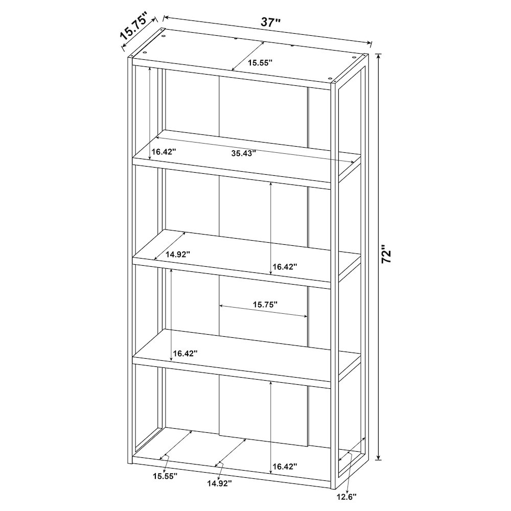 Whitewashed Grey 4-shelf Rectangular Bookcase. Picture 11