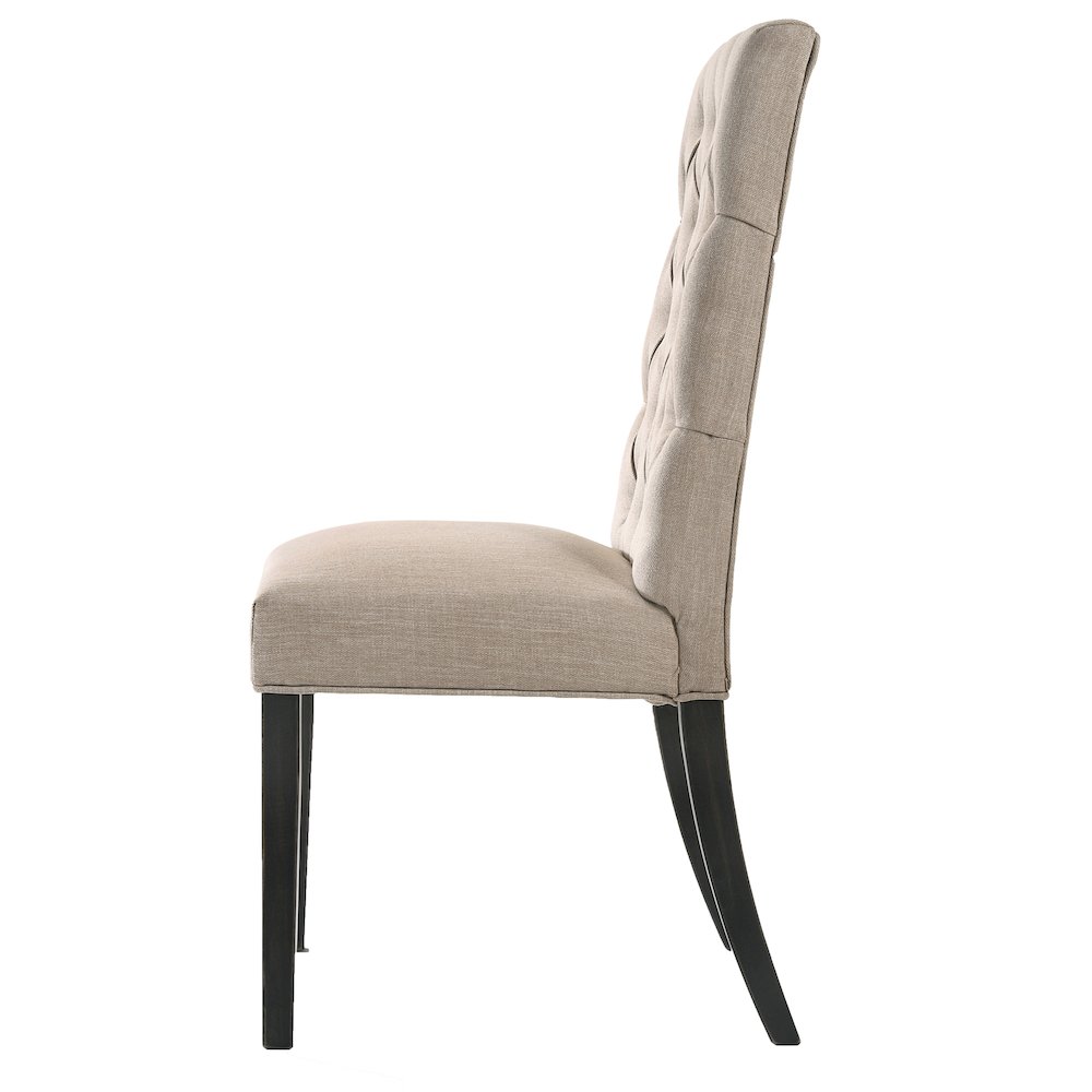 Tan and Vintage Black Tufted Parson Chairs (Set of 2). Picture 3