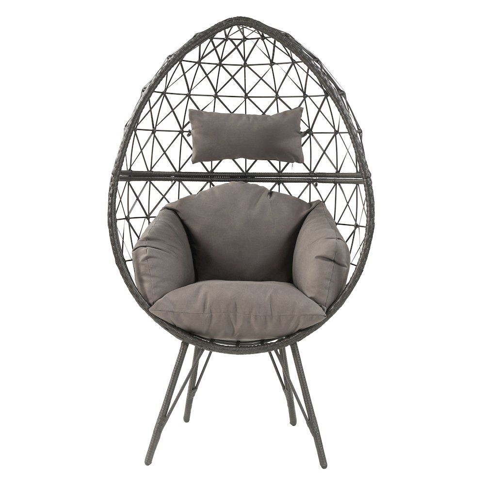Light Grey and Black Patio Chair with Upholstered Custhion. Picture 2