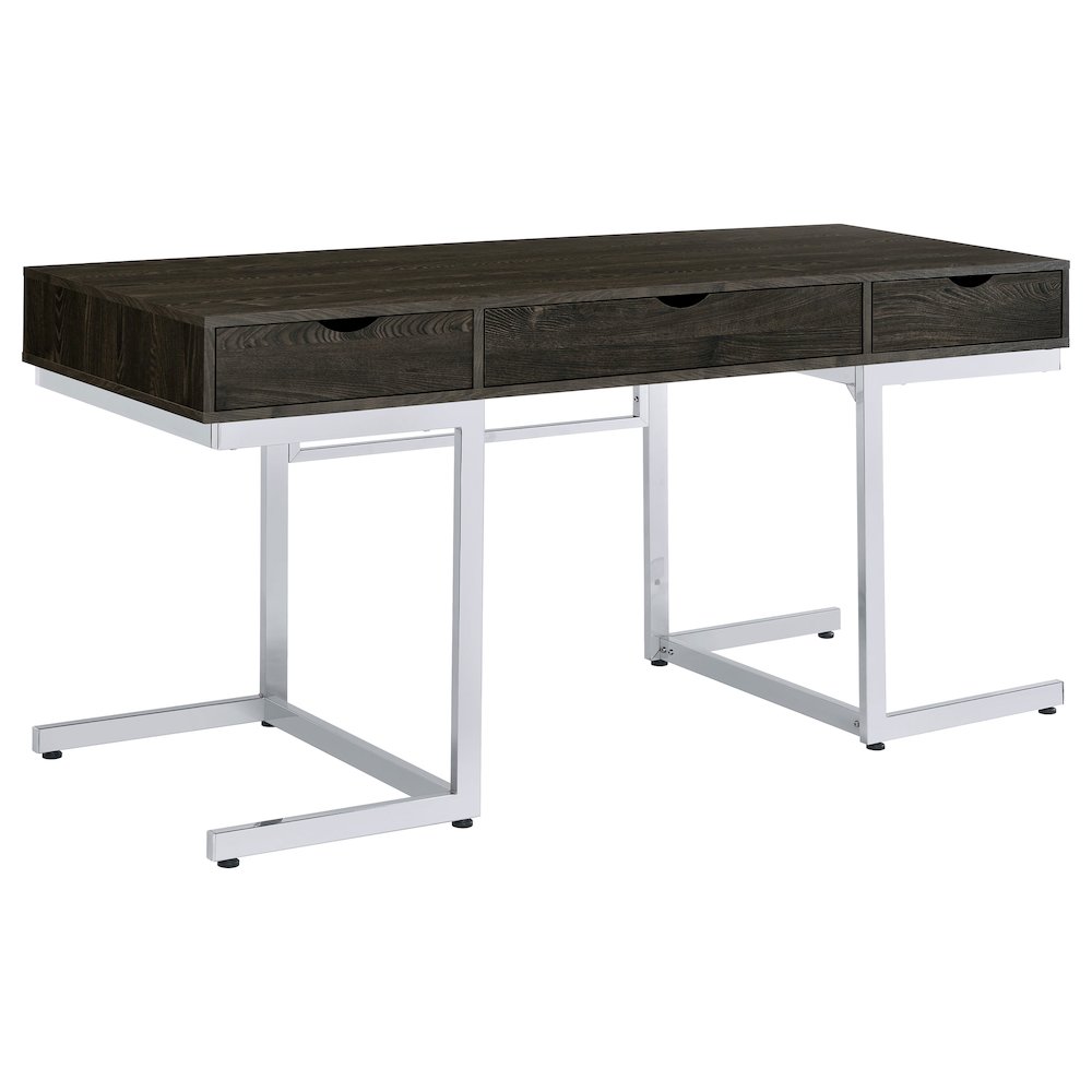 Dark Oak 3-drawer Writing Desk. Picture 1