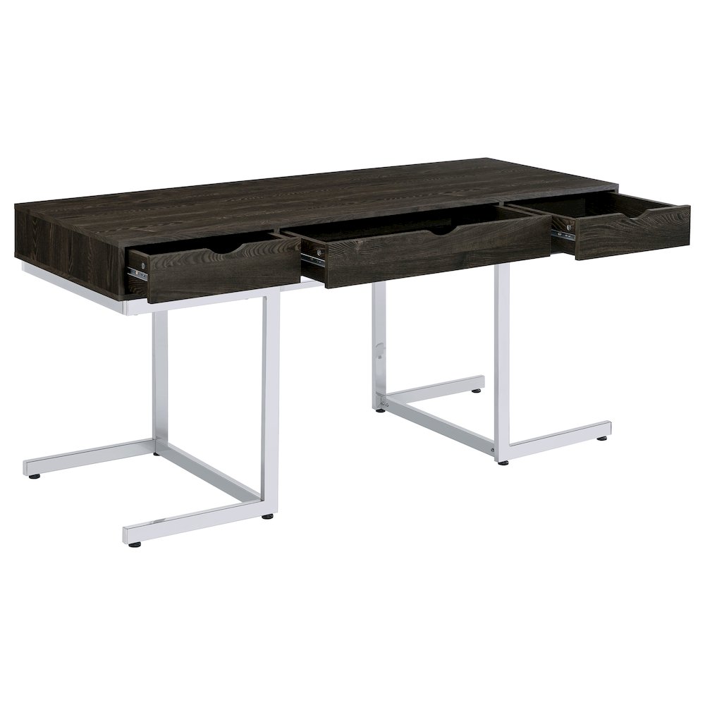 Dark Oak 3-drawer Writing Desk. Picture 3