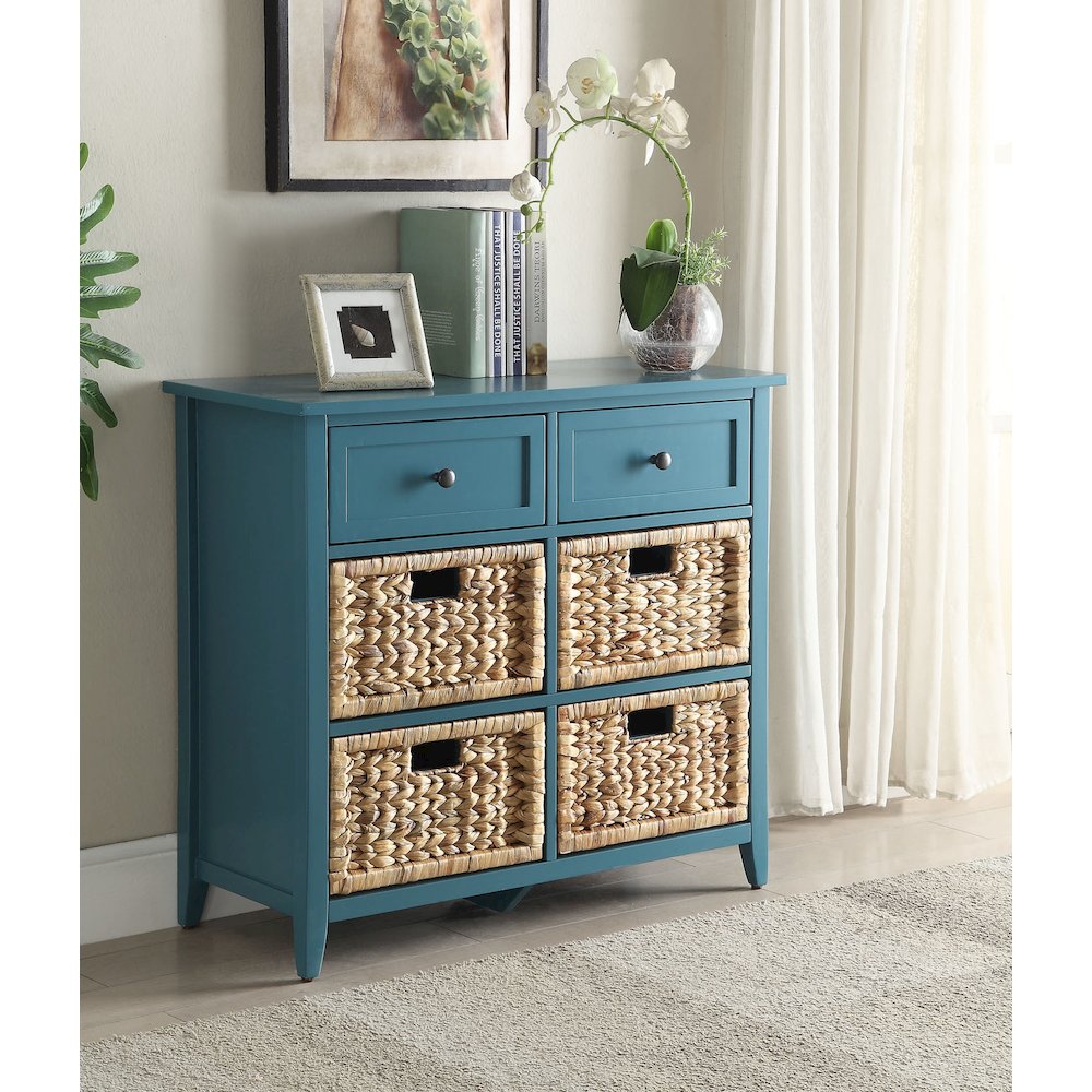 Teal Console Table with Storage. Picture 5