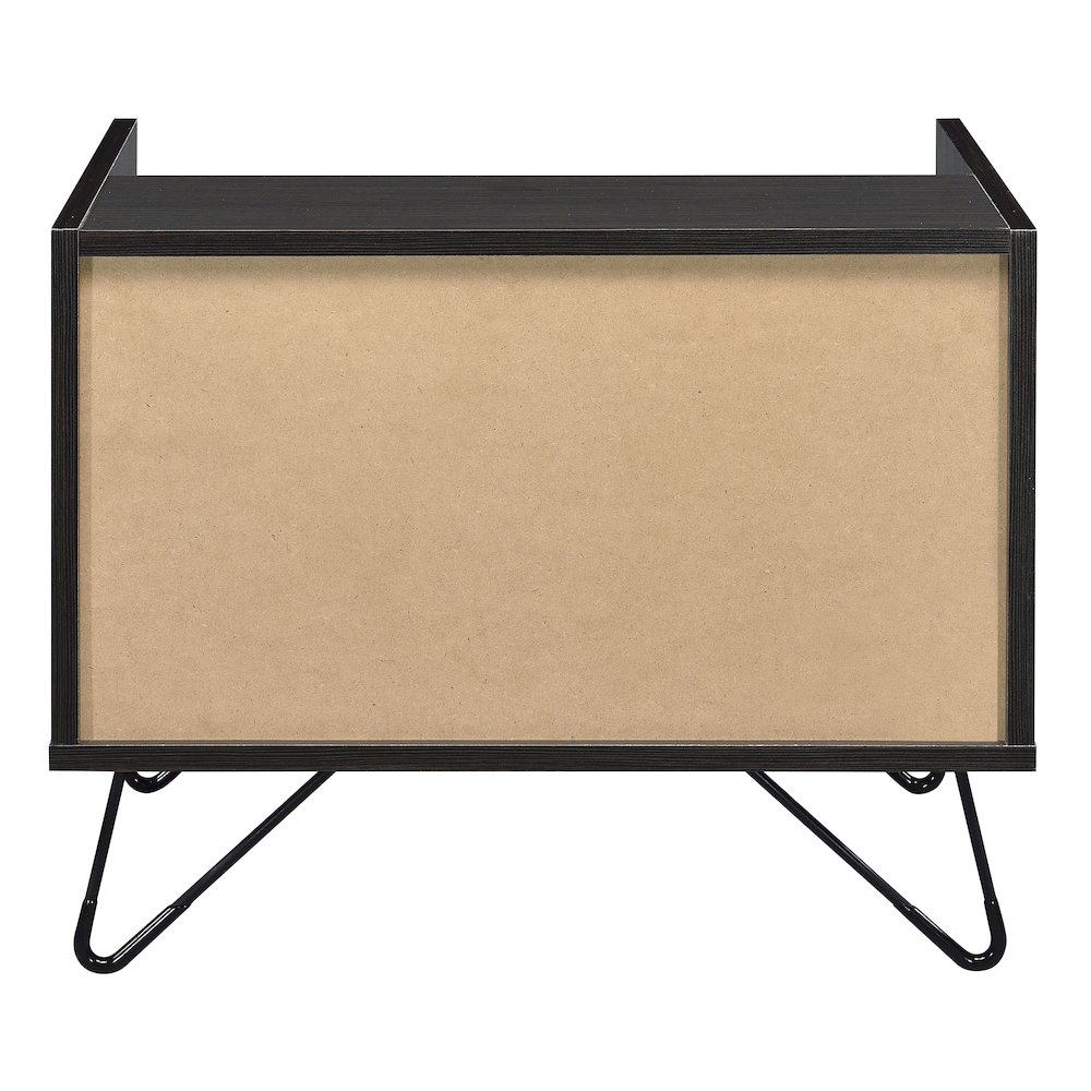 Oak and Black Accent Table with 1 Drawer. Picture 3