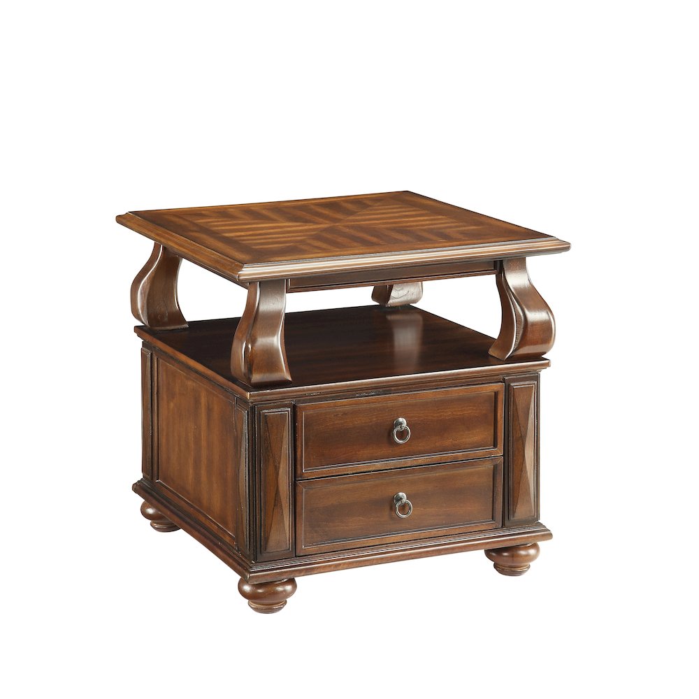 Walnut End Table with 2-drawer. Picture 1