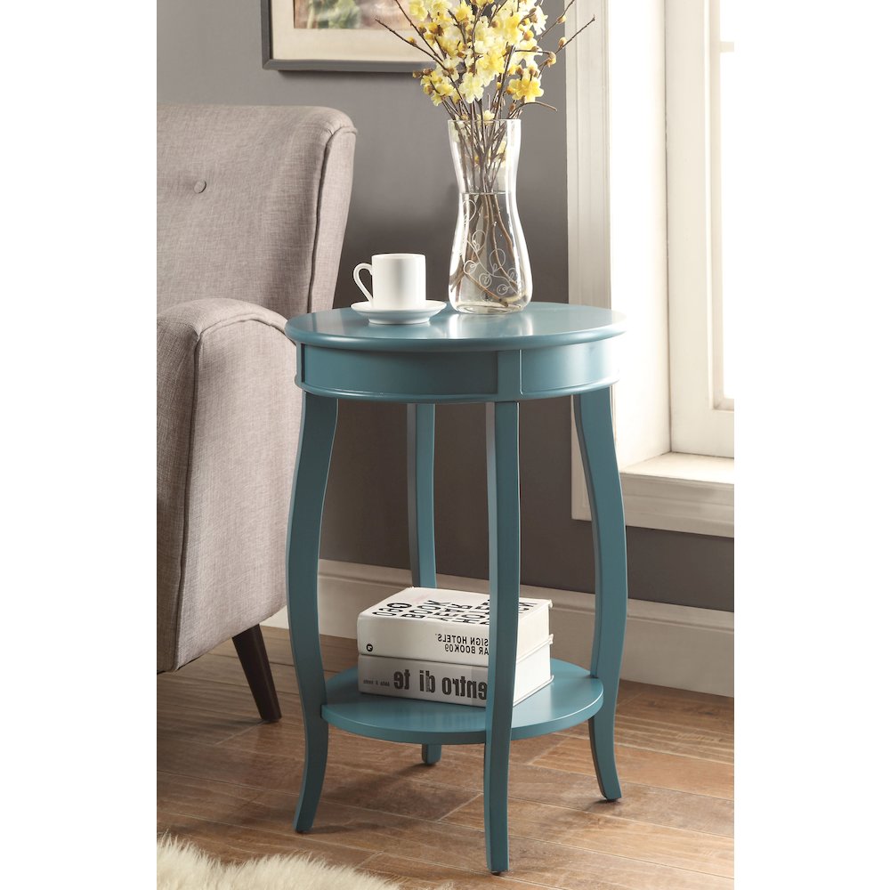 Round Side Table with Bottom Shelf. Picture 4