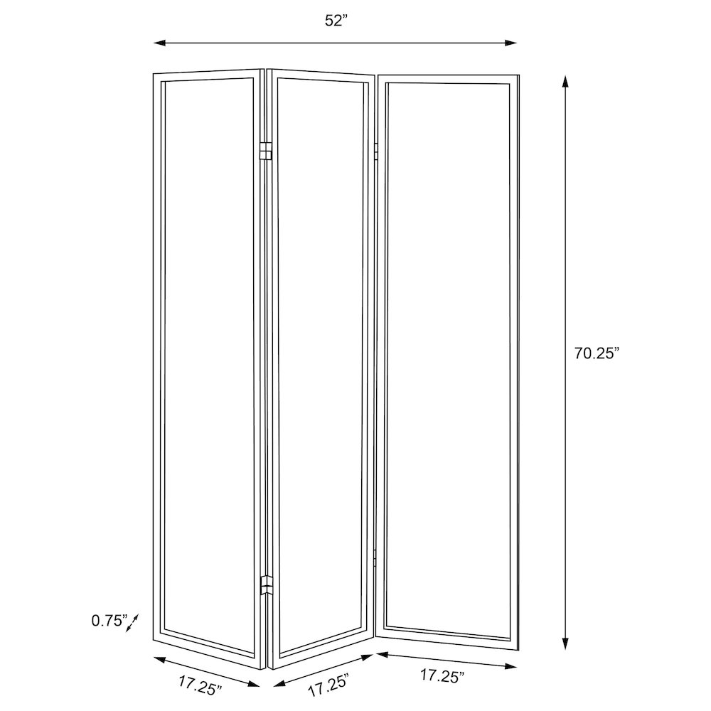 French Script and Espresso 3-panel Folding Screen. Picture 6