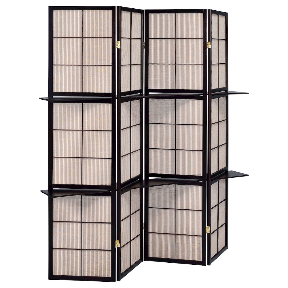Tan and Cappuccino 4-panel Folding Screen. Picture 1
