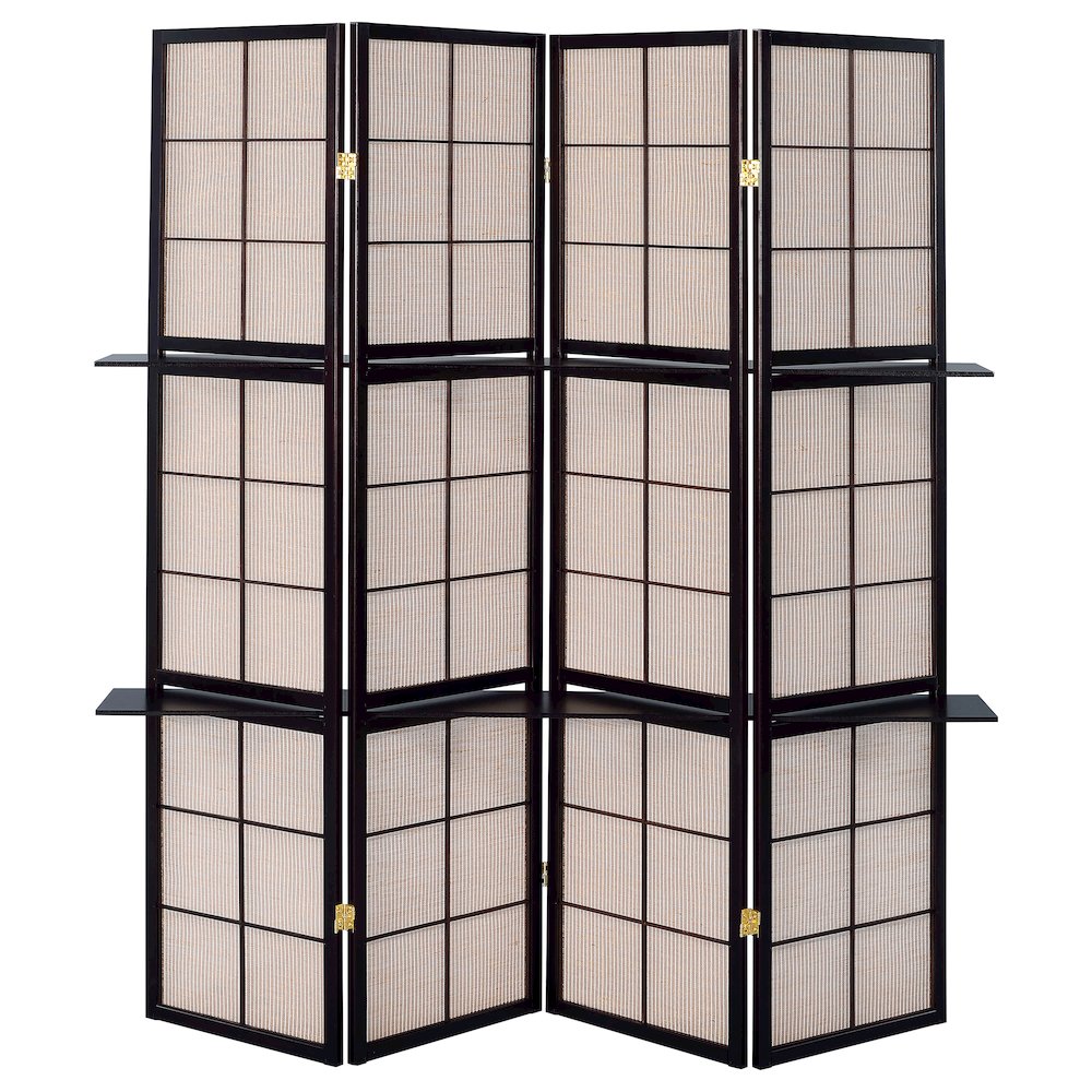 Tan and Cappuccino 4-panel Folding Screen. Picture 3