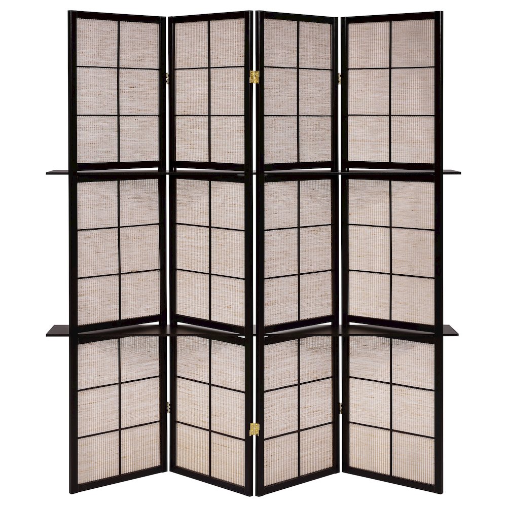 Tan and Cappuccino 4-panel Folding Screen. Picture 4