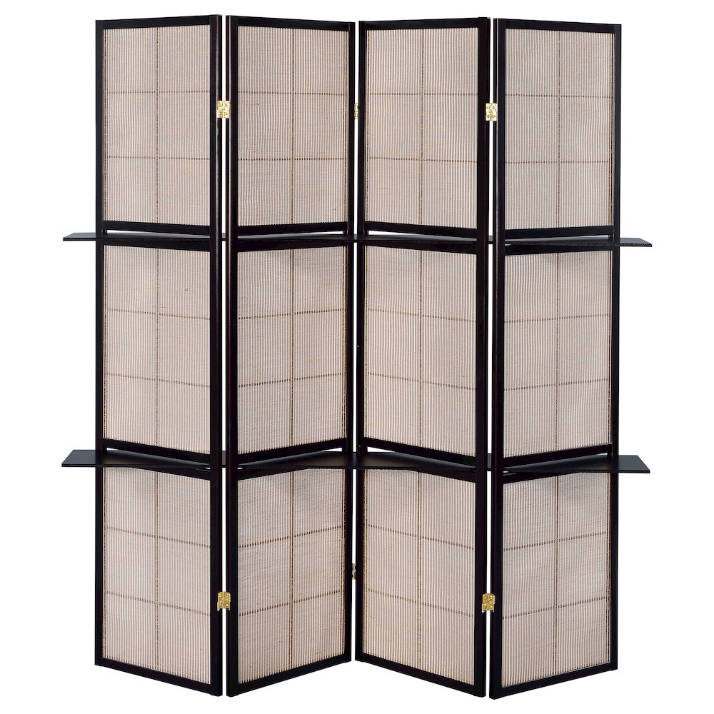 Tan and Cappuccino 4-panel Folding Screen. Picture 5