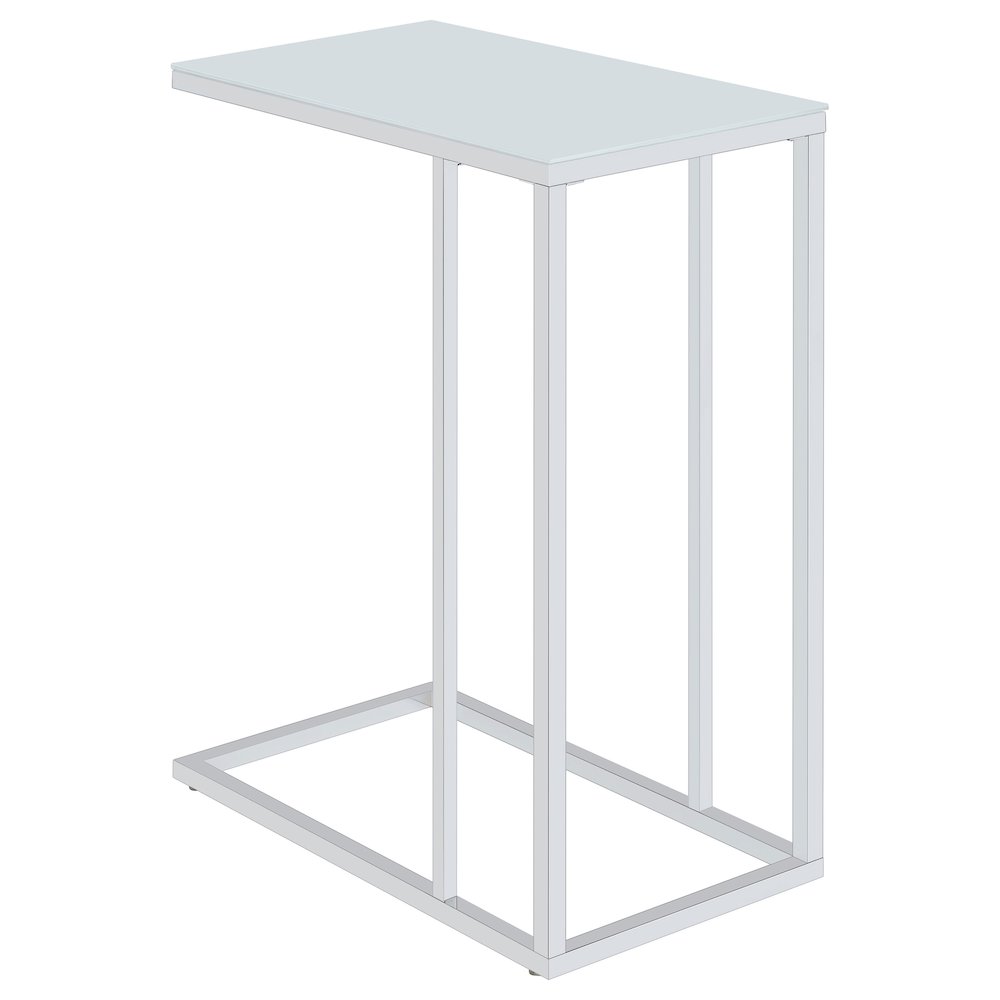 White C-shaped Snack Table. Picture 1