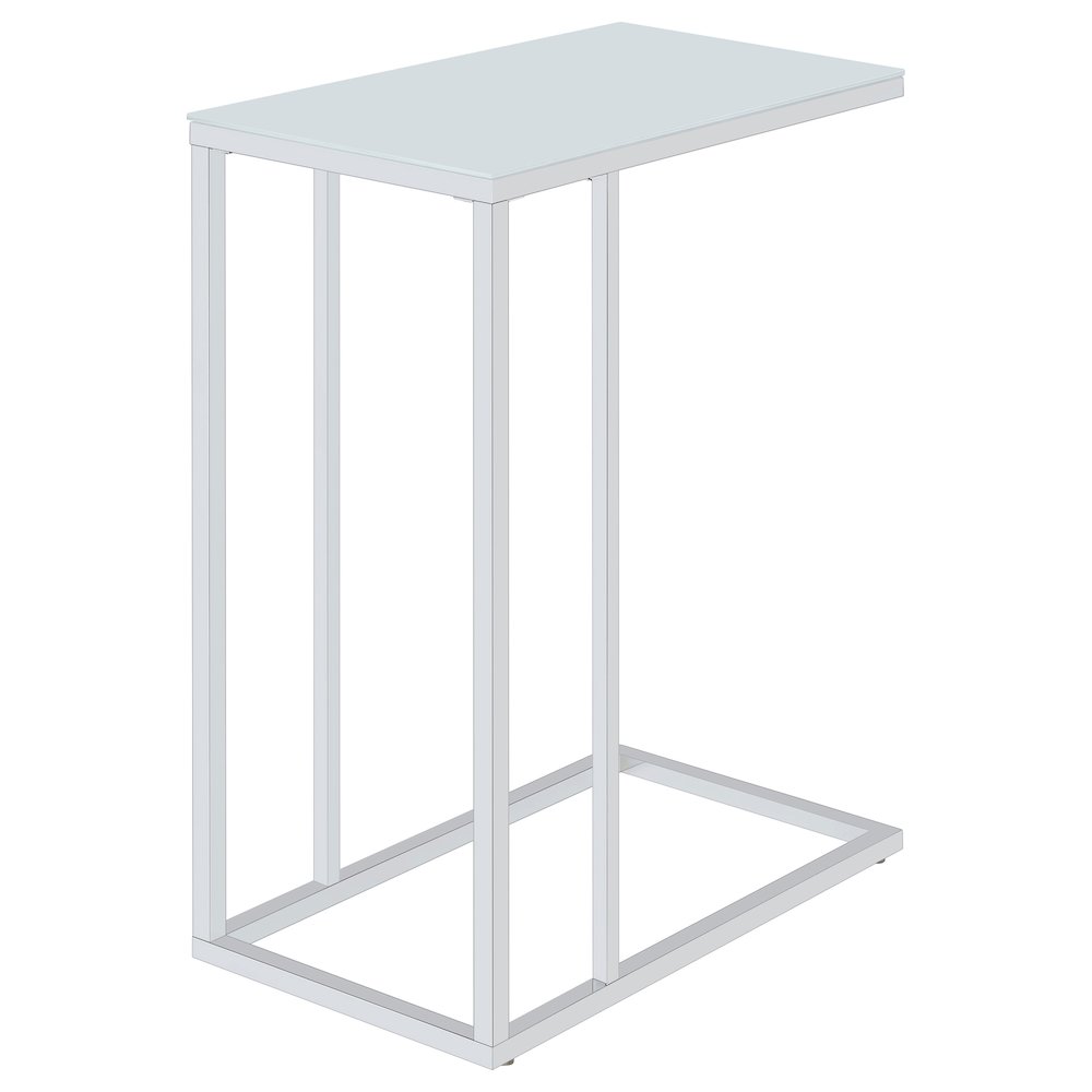 White C-shaped Snack Table. Picture 4