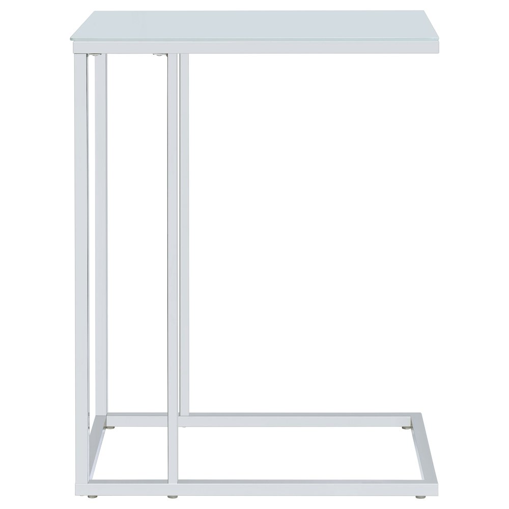 White C-shaped Snack Table. Picture 5