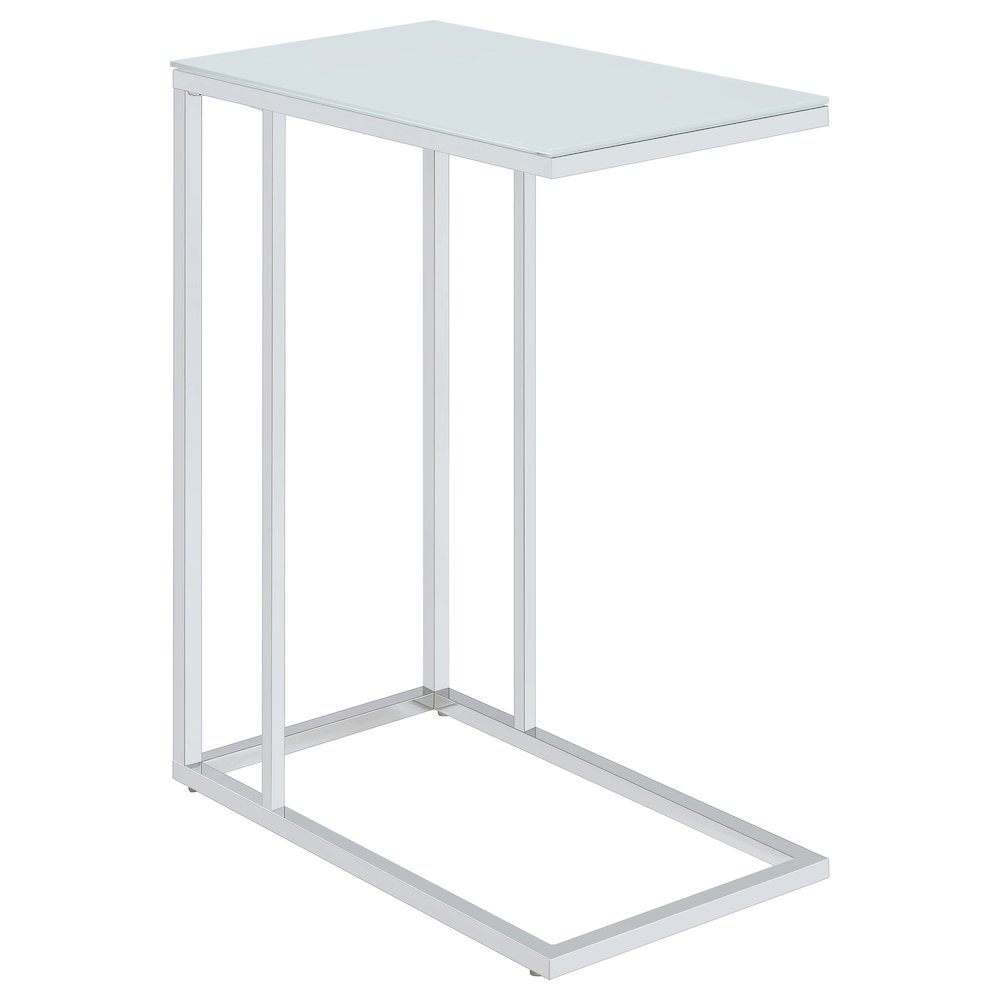 White C-shaped Snack Table. Picture 6