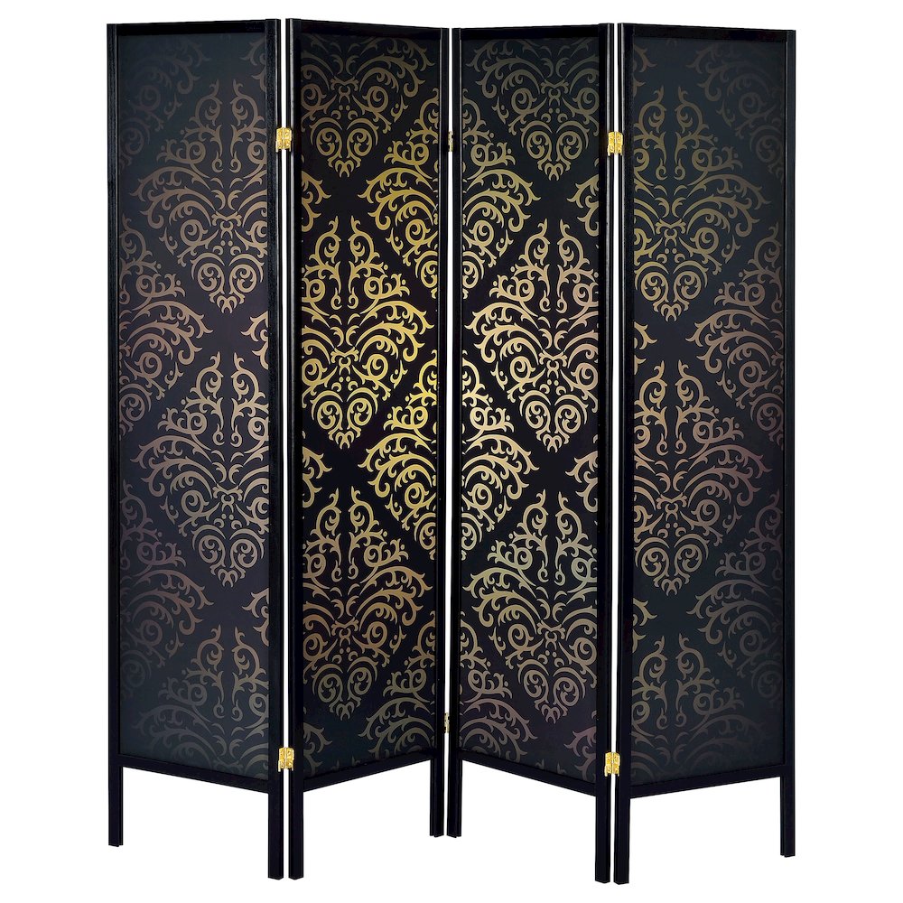 Black 4-panel Folding Screen. Picture 3