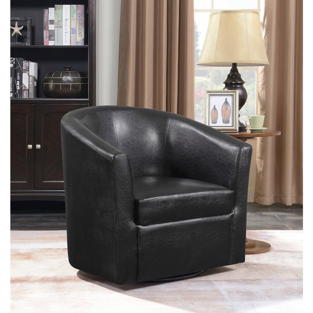 Faux Leather Swivel Armchair. Picture 2