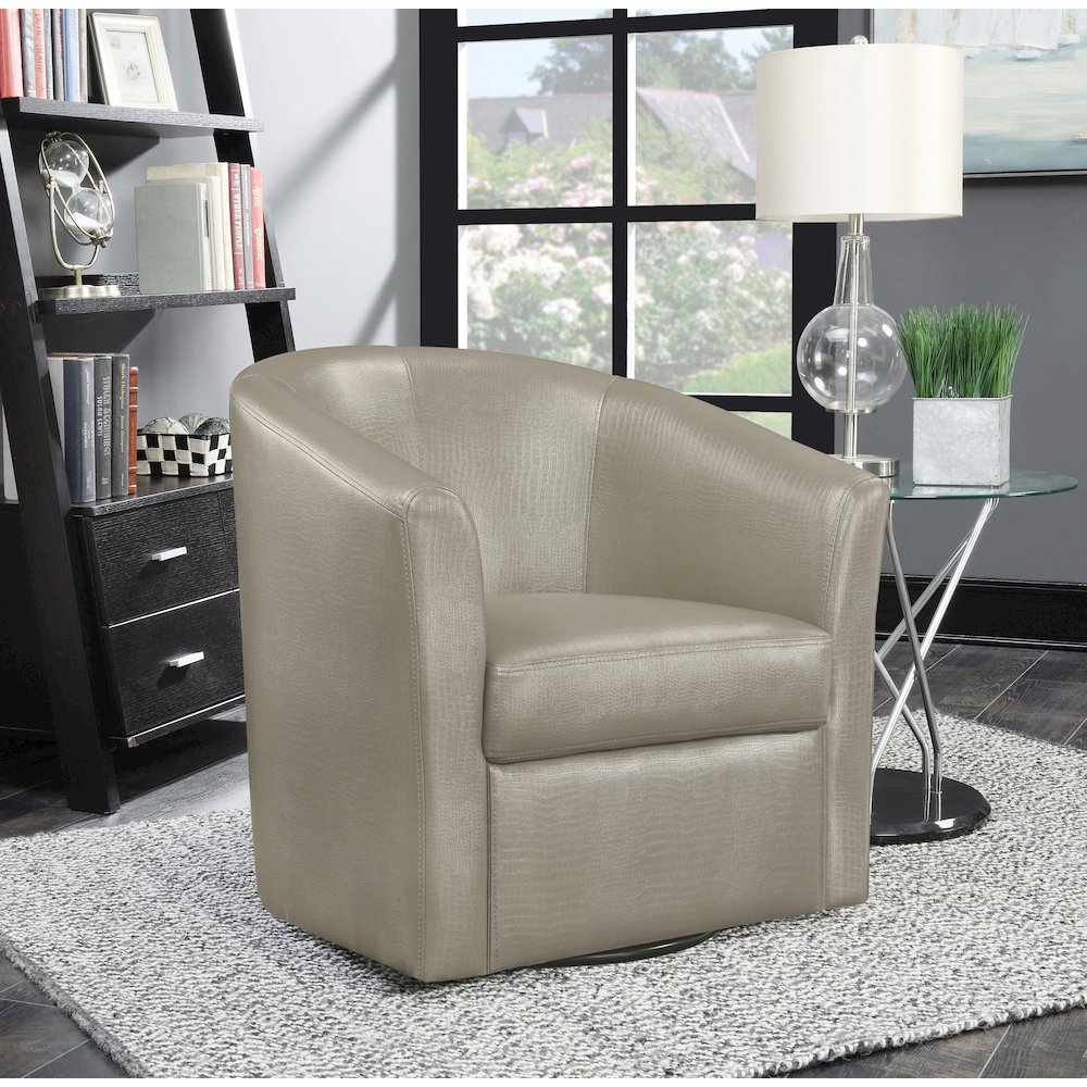 Faux Leather Swivel Armchair. Picture 2