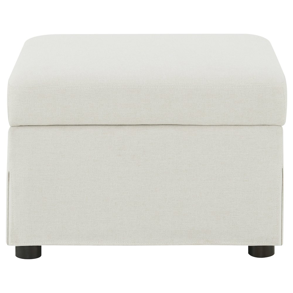 Merced Beige Upholstered Hydraulic Lift Top Storage Ottoman. Picture 4