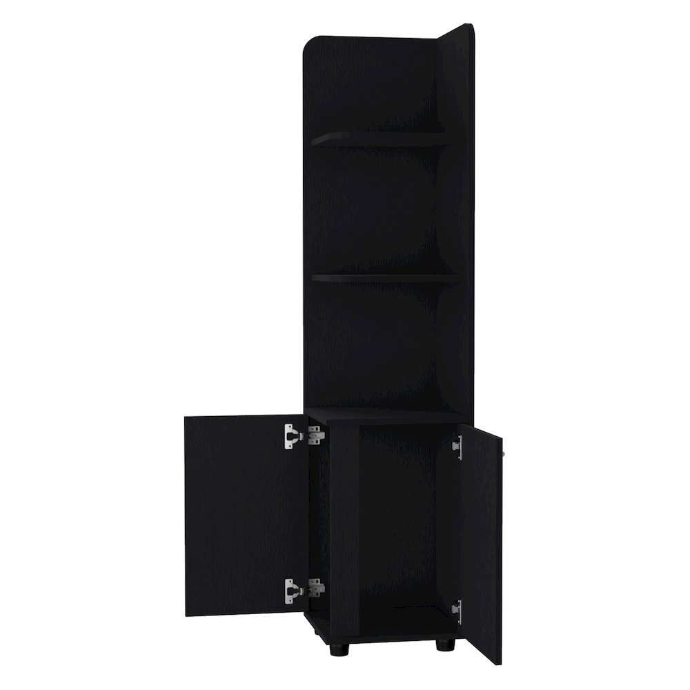 2-Door Cabinet with 3 Corner Shelves Black. Picture 1