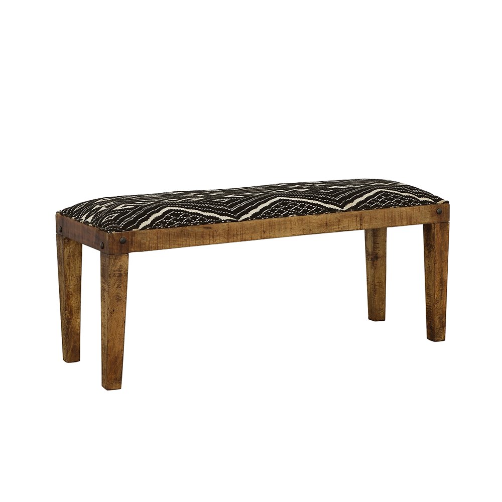 Upholstered Mango Wood Bench. Picture 1