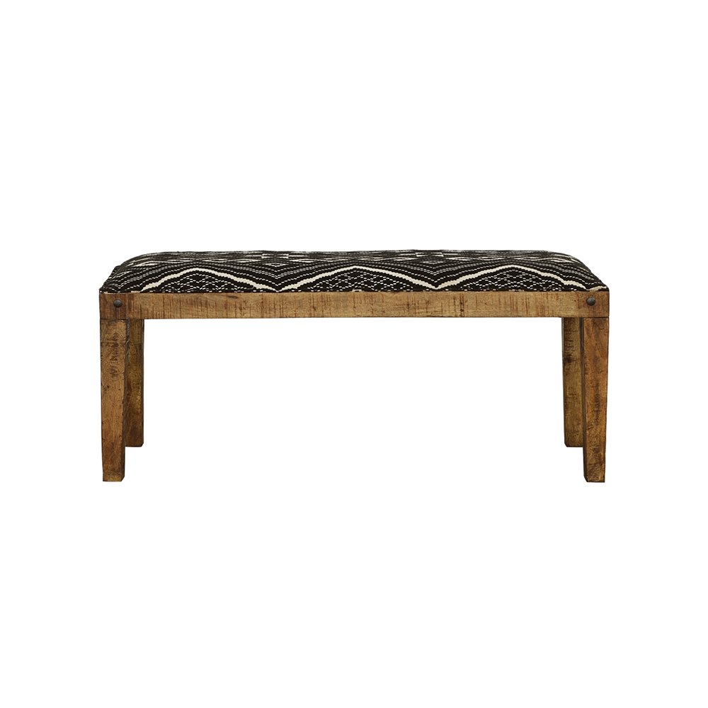 Upholstered Mango Wood Bench. Picture 3