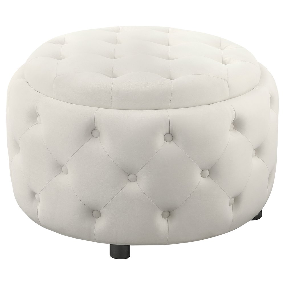 Upholstered Tufted Storage Round Ottoman. Picture 1