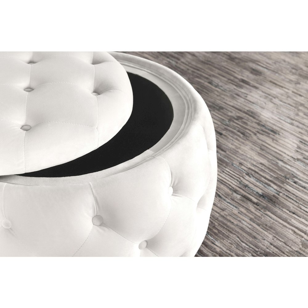 Upholstered Tufted Storage Round Ottoman. Picture 4