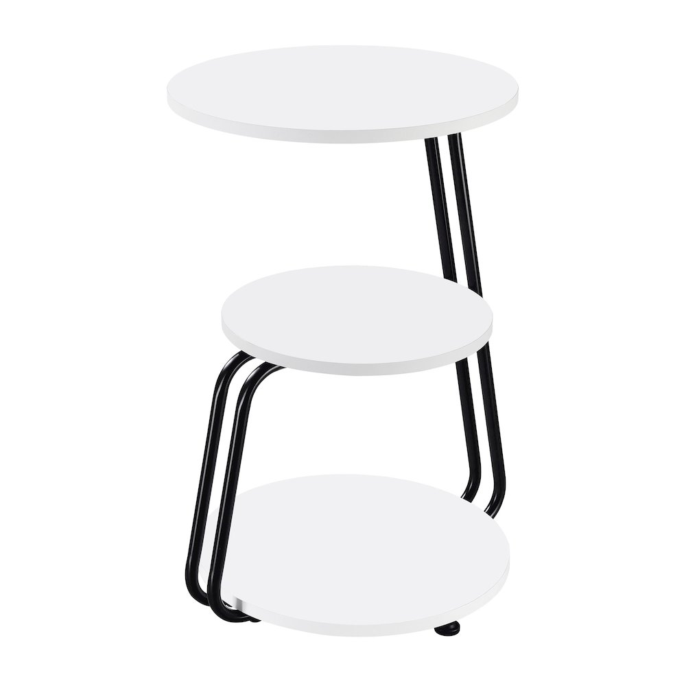 White and Black 3-Tier Round Side Table. Picture 1