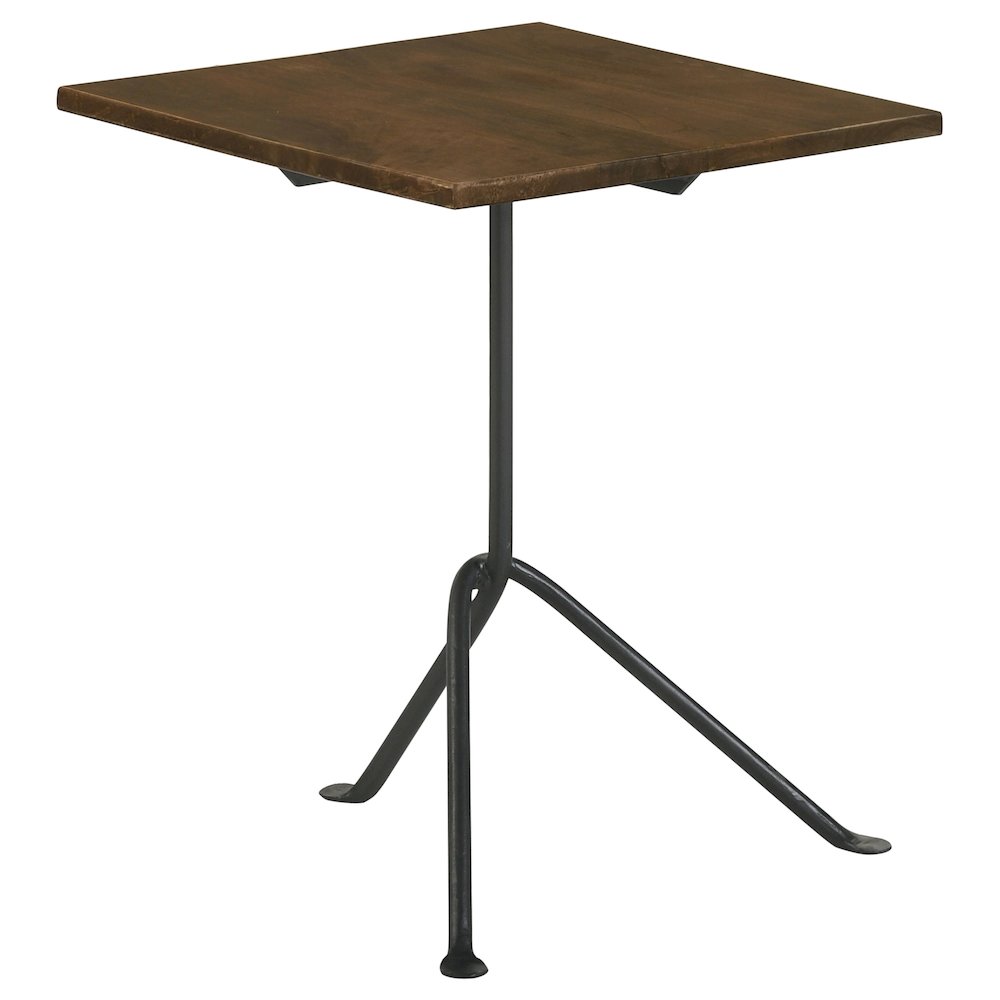 Dark Brown and Gunmetal Accent Table with Tripod Legs. Picture 1