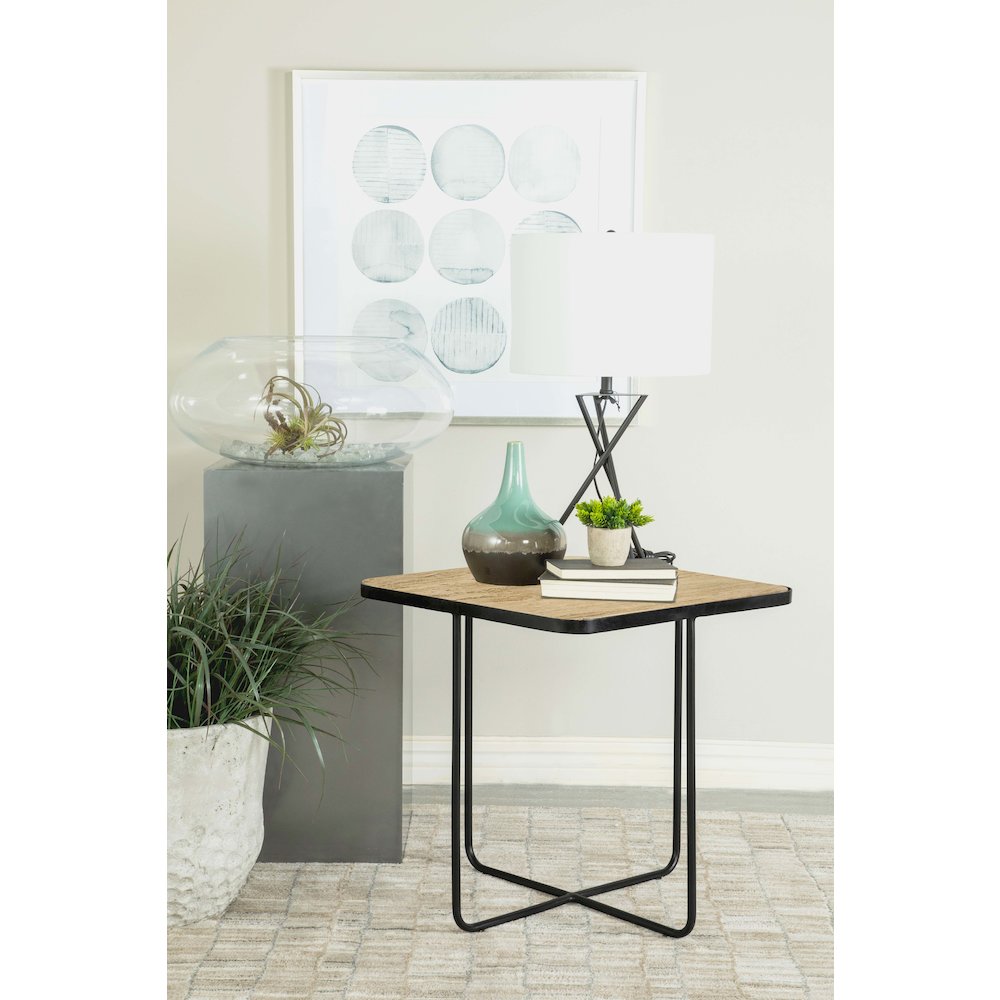 Travertine and Black Accent Table. Picture 2