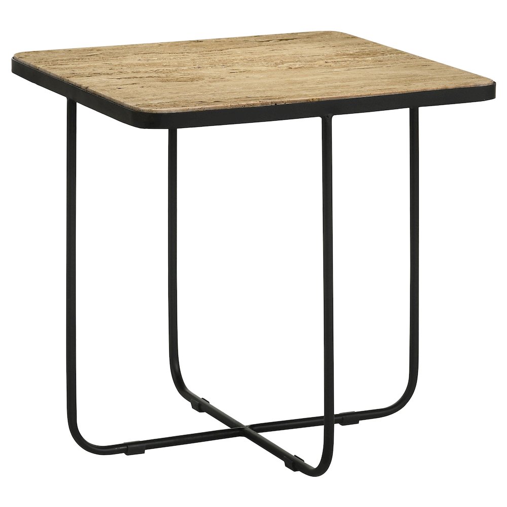 Travertine and Black Accent Table. Picture 1