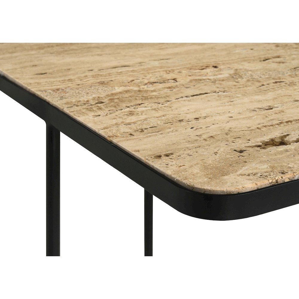 Travertine and Black Accent Table. Picture 6