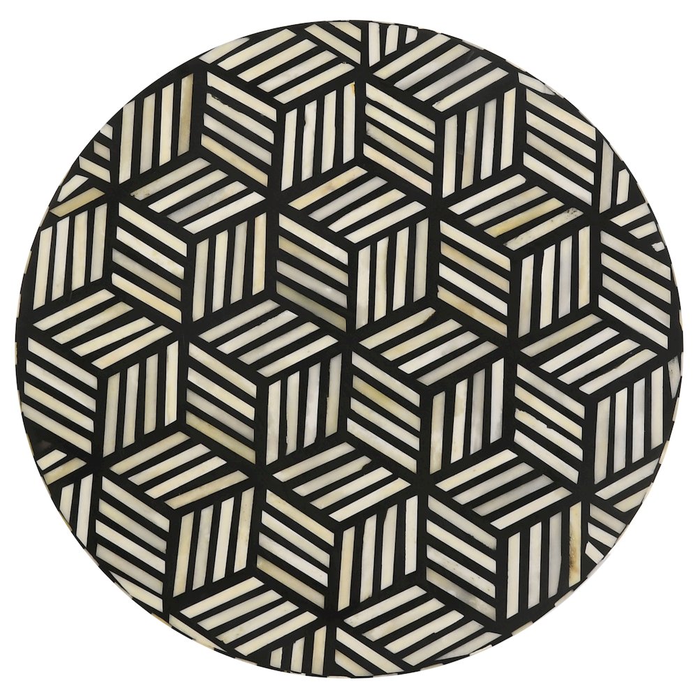 Black White and Gold Round Top Accent Table. Picture 3