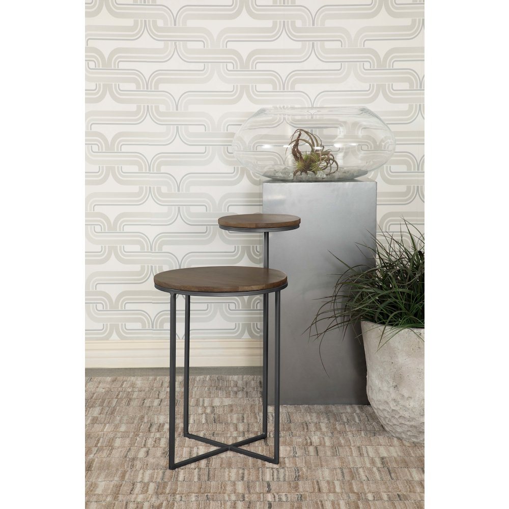 Natural and Gunmetal 2-Tier Accent Table. Picture 2