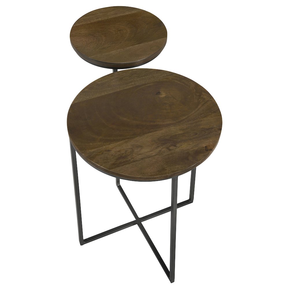 Natural and Gunmetal 2-Tier Accent Table. Picture 5